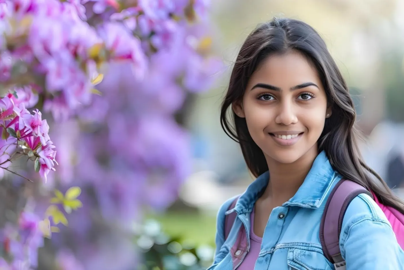 An SSBE Academy student on campus, planning her study abroad journey